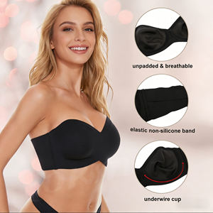 Nuovo <span class=keywords><strong>Reggiseno</strong></span> Push-up Morbido <span class=keywords><strong>con</strong></span> <span class=keywords><strong>Ferretto</strong></span> per Donna, Traspirante, Taglie Forti, <span class=keywords><strong>Senza</strong></span> <span class=keywords><strong>Spalline</strong></span>, Sexy, Coppa Intera - Product Image 2