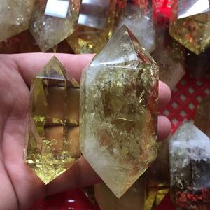 Großhandel Heil kristall Turm doppelt termini erten Punkt Quarz Citrin Punkte Zauberstab für die Dekoration - Product Image 6