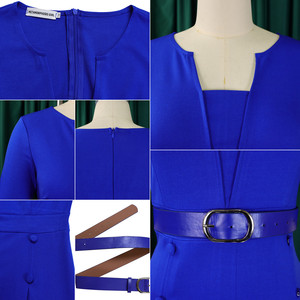 D533 Ultimo Design Abiti da Ufficio Primaverili per Signore, Vestiti Casual da Donna in Tinta Unita, Eleganti Abiti a Linea A per Carriera, Stile Africano - Product Image 6