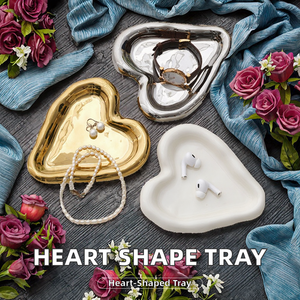 Bandeja de Cerámica Inspirada en el Art <span class=keywords><strong>Deco</strong></span>, con Forma de Corazón, para Joyas, Decoración del Hogar, Almacenamiento de Llaves, Accesorio para Fotos, Decoración Navideña - Product Image 2