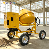 Bétonnière mobile à grande capacité, tractable, moteur diesel/essence/électrique, moteur 5 kW, 4 roues, mélangeur de ciment portable