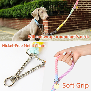 Multicolor Adjustable <strong>Martingale</strong> Metal Chain Hand Woven <strong>Dog</strong> <strong>Collars</strong> Elastic Double-Headed Braided Pet Leash Rope P Chain <strong>Collar</strong> - Product Image 4