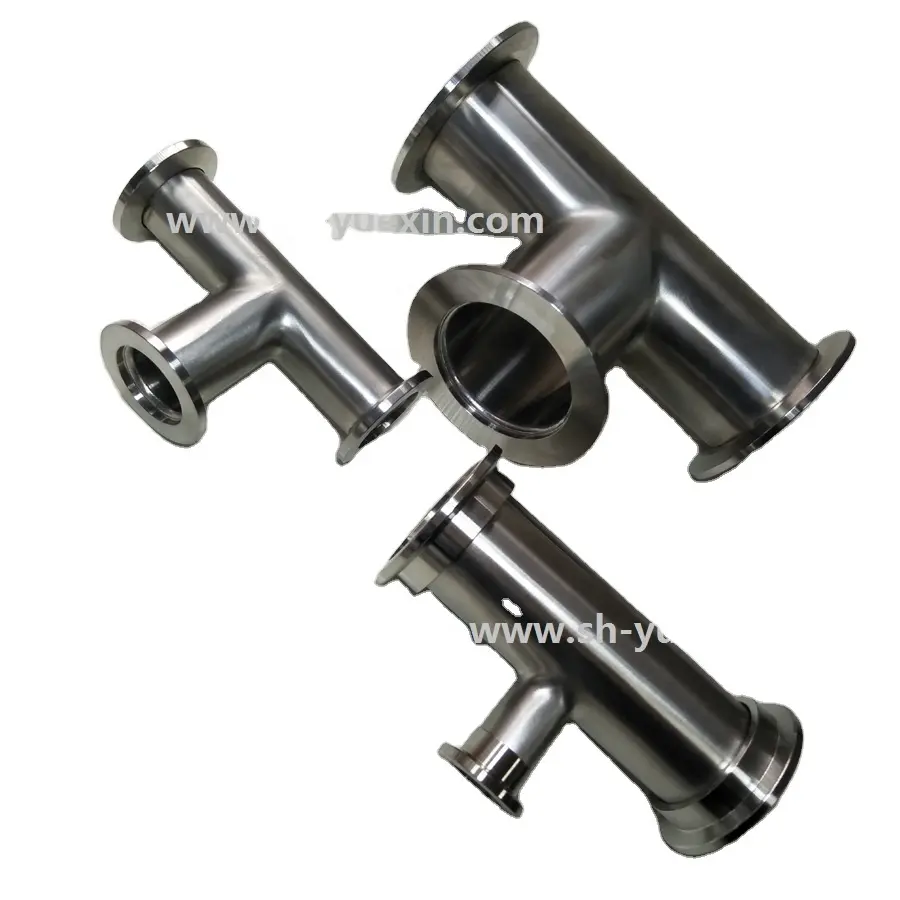 High pressure Din/ISO-K standard Y branch Sanitary pipe fittings KF flange tees for vacuum line components