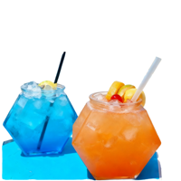 Gobelet hexagonal transparent en PET de 850 ml, multi-tailles, avec logo personnalisé, forme de réservoir de poissons pour smoothies et milkshakes