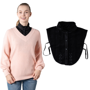 Camisón <span class=keywords><strong>de</strong></span> encaje para mujer con cuello <span class=keywords><strong>de</strong></span> <span class=keywords><strong>perlas</strong></span>, camiseta con cuello falso <span class=keywords><strong>de</strong></span> piedra natural para hombre, cuello clerical pastoral para hombre - Product Image 1