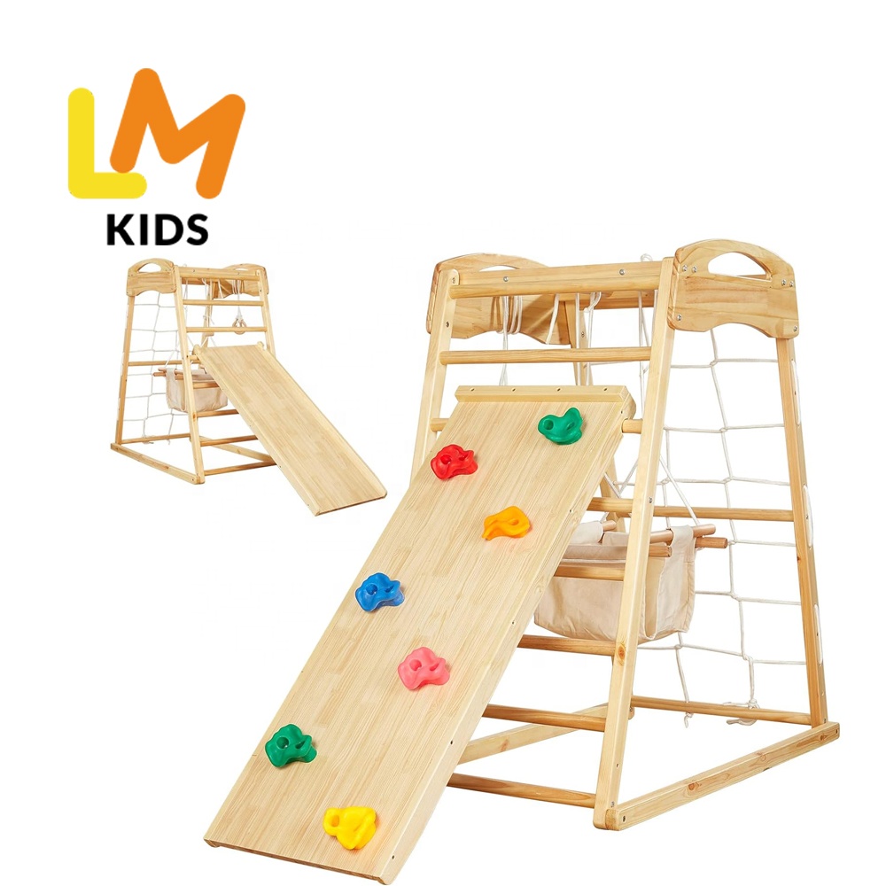 LM KIDS Swing Set Climbing Walls Indoor Playground Gear