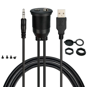 <span class=keywords><strong>Cable</strong></span> de Extensión USB Doble Impermeable IP67 de 1 m para Barco/Automóvil, Conector de Montaje Empotrado en Panel, AUX para Audio Estéreo de 3,5 mm, PVC, Monitor 4K - Product Image 3