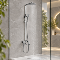 LEBED Ensemble de douche mural moderne en acier inoxydable avec distributeur de savon et design pliable