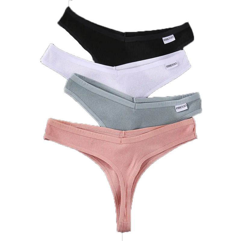 Wholesale New Women G-string Panties Sexy Low Waist Solid Color Cotton Underwear Lady Sexy Panties Tong