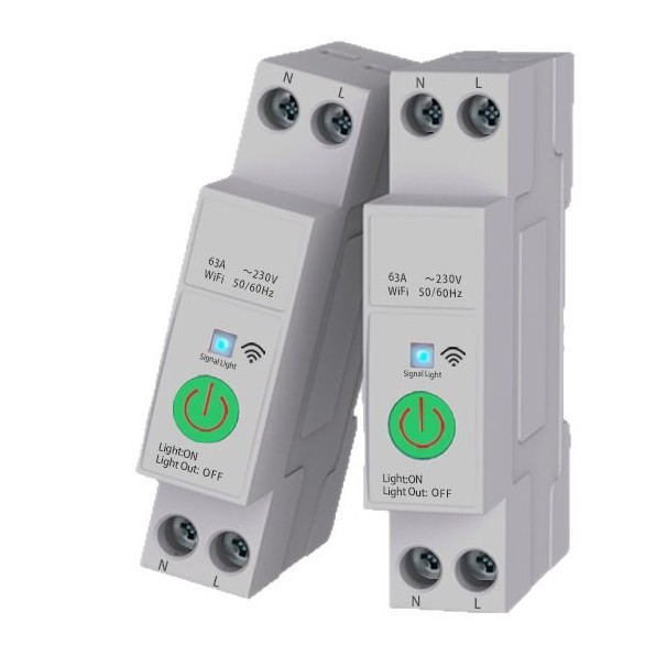 Tuya WiFi Smart Switch 63A Circuit Breaker with Voice Control Mini Mobile Remote Control Timer Plastic Air Switch Power Meter