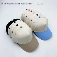 Gorra de Béisbol de Cinco Paneles de Algodón Puro con Bloques de Color, Estilo Clásico, Ideal para Bordado e Impresión