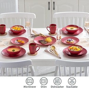 <span class=keywords><strong>Service</strong></span> <span class=keywords><strong>de</strong></span> vaisselle <span class=keywords><strong>en</strong></span> céramique rouge, 16 pièces, pour 4 personnes, assiettes mates, vaisselle <span class=keywords><strong>en</strong></span> <span class=keywords><strong>grès</strong></span> - Product Image 4