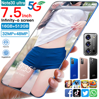 Note30 en un jeu vidéo réseau sans fil téléphone portable à faible coût haute définition grand écran Android tout Ultra 7 5 pouces HD