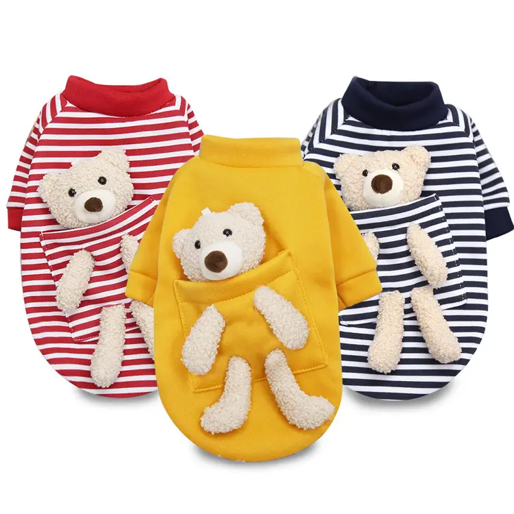 Dog and Cat Warm Clothes for Autumn and Winter Fashionable Pets Clothes with Lovely Bear Decoration