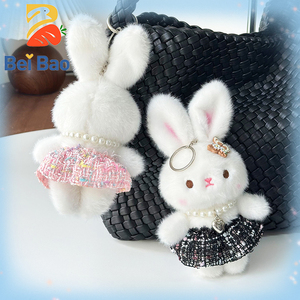 Porte-clés <span class=keywords><strong>Lapin</strong></span> en Peluche Kawaii à Longues Oreilles <span class=keywords><strong>de</strong></span> 4 Pouces, Animal en Peluche Haute Densité, Breloque <span class=keywords><strong>de</strong></span> Sac pour Magasin <span class=keywords><strong>de</strong></span> Cadeaux - Product Image 2