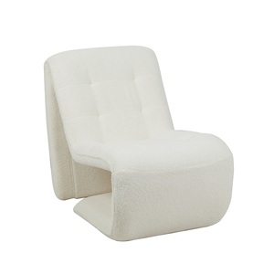 Fauteuil d'appoint Avery blanc bouclé crème, fauteuil lounge pour salon, hôtel - Product Image 5