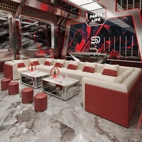 Ensemble de mobilier de bar de luxe léger pour club KTV, canapé et table basse, pour restaurant, en bois massif, en forme de U et de L, banquette commerciale