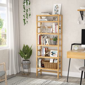 6-Tier <strong>Bamboo</strong> Adjustable Bookshelf Free Standing Storage Shelving Unit For Living Room Kitchen <strong>Bamboo</strong> Bookcase - Product Image 4