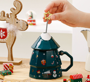 Mug de Noël en gros, tasse à café en céramique personnalisable avec couvercle, cadeau festif pour les fêtes, vente en gros - Product Image 4