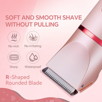 Tondeuse pour femmes Wet Dry à lames arrondies, douce, sans tiraillement, avec peignes guides, longueur réglable, étanche, rechargeable par USB, pour cheveux longs