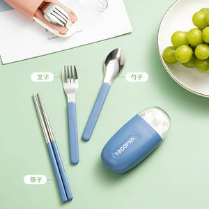 Ensemble de couverts en acier inoxydable Kjh, 3 pièces, fourchette, cuillère, baguettes, avec boîte de couleur, durable, pour enfants, étudiants, adultes - Product Image 5