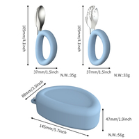 Ensemble de couverts pour bébé avec logo personnalisé, manche en acier inoxydable, design de dessin animé, cuillère et fourchette en silicone pour enfants