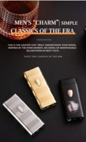 Briquet à flamme jet coupe-vent en métal, ultra-mince, classique, à rayures, avec capteur, personnalisable avec logo, pour cadeaux promotionnels, vente en gros directe usine, prix bas