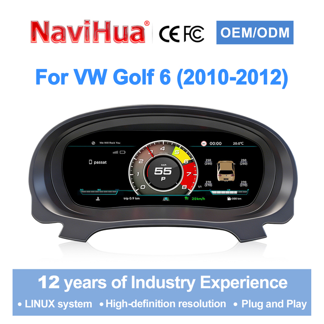 Navihua LCD Instrument Panel Digital Cluster Virtual Cockpit LCD Dashboard Speedometer Auto for Volkswagen VW Golf 6 2010-2012
