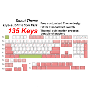 <span class=keywords><strong>Clavier</strong></span> <span class=keywords><strong>mécanique</strong></span> personnalisé sur le thème des beignets <span class=keywords><strong>AZERTY</strong></span>, 60 % <span class=keywords><strong>rose</strong></span> et blanc, profil ISO FR OEM XDA - Product Image 1