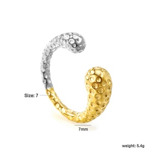 Anillos de Circonio Ajustables de Dos Colores al por Mayor, Anillos de Acero Inoxidable Chapados en Oro de 18K para Bodas y Compromisos para Mujer - Product Image 2