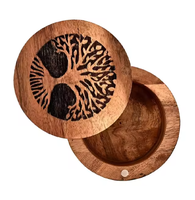 Urnas Decorativas de Madera de Acacia, Urna Funeraria para Cenizas de Perros, Urnas para Mascotas para Gatos, Diseño de Huella de Árbol de la Vida