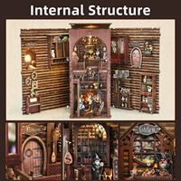 Puzzles en bois 3D Mini maison & Kit de coin bibliothèque DIY - Artisanat en bois Ensemble de maison de poupée miniature pour une présentation créative