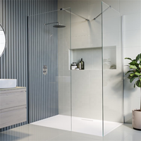 Paroi de douche en verre trempé cannelé Oumeiga 90*200cm, design moderne sans cadre, épaisseur 8mm pour salle de bain ou hôtel