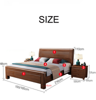 Cadre de lit en bois massif JY-B101 Style chinois classique Meubles de chambre à coucher de qualité supérieure Lit king-size robuste avec rangement