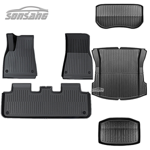 Alas lantai 3D 5D, karpet mobil untuk Tesla 3 Model Y, keset lantai Anti selip, suku cadang otomatis mewah, pembungkus piring dalam, tahan air, disesuaikan - Product Image 1