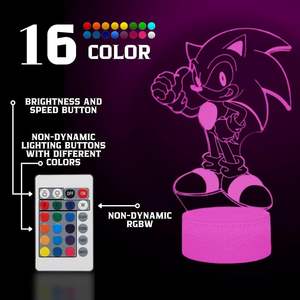 Lámpara LED de Noche con Ilusión 3D de Anime Sonic, con Control Remoto y por Aplicación, para Niños, Venta al Por Mayor - Product Image 2