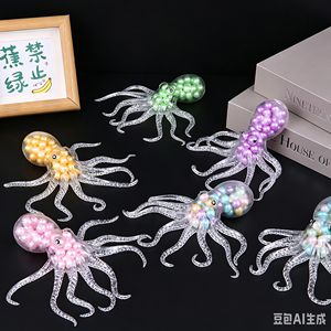Jouet anti-stress pieuvre transparent à billes, tentacules extensibles, super solide, tactile, pour soulager l'anxiété des enfants - Product Image 5
