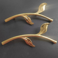 Poignées et Boutons de Luxe en Laiton Doré pour Meubles, Armoires, Tiroirs et Portes – Décoration Feuilles d'Arbres