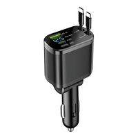 Chargeur de voiture rétractable USB 5 en 1 à charge rapide Pd 20w, adaptateur de chargeur de voiture portable type C, chargeur de voiture 4 en 1 avec câbles