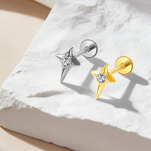 YS G23 チタン製サンラブレットピアス デイス リップスタッド フラットバック 高級ジュエリー 金メッキ イヤリング 軟骨 トラガス ヘリックスリング - Product Image 3