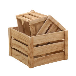 Farmhouse Home Use Small Decorative Wooden Crate Storage Box Rustic Wood Nesting Crates with Handles