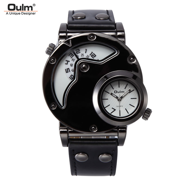 Oulm 9591 Mens Original PU Leather Band Auto Date Vintage Wristwatch Quartz Watch