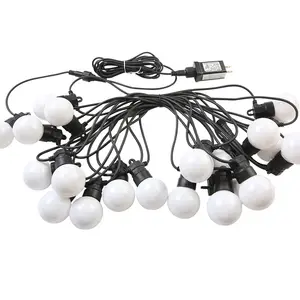 20LED Frosted Bulbs Black Cable Interlinking Festoon Lights