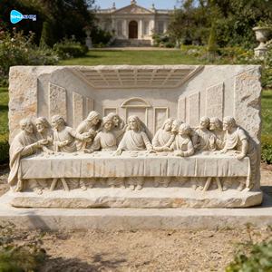 맞춤형 벽 장식 예술 백색 대리석 최후의 만찬 부조 석조 조각 가격 - Product Image 3