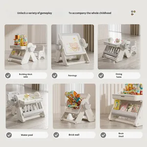 Mesa de juguete de bloques de construcción de plástico grande multifuncional para niños, mesa de juego de montaje educativo para bebés - Product Image 3