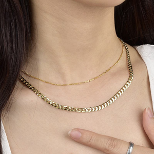 란샹 2.5um 골드 버메일 <span class=keywords><strong>925</strong></span> 스털링 실버 체인 0.8-2mm 피가로 쿠반 링크 로프 박스 케이블 롤로 파인 체인 목걸이 - Product Image 4