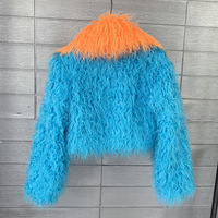 Manteau court femme en fausse fourrure de laine, style patchwork color-block, coupe slim, tendance hiver, style streetwear européen-américain, vente chaude
