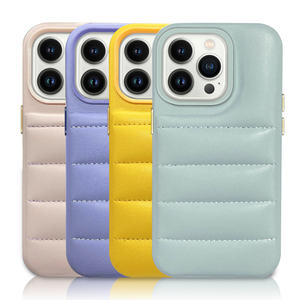 Étui de téléphone personnalisé de luxe en cuir matelassé veste d'hiver étui de téléphone 3D en tissu doux pour iphone 14 13 12 pro x xr max - Product Image 5