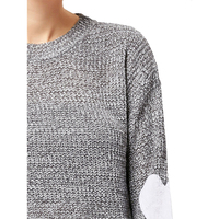 Pull-over en maille légère à col rond et manches longues personnalisé pour femme, avec patch cœur sur le coude, en polyester, vente en gros
