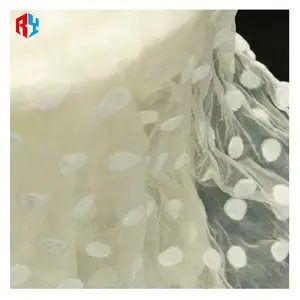 High Quality Custom China Wholesale Polyester Net Lace Fabric White Embroidered Mesh Fabric Dubai
